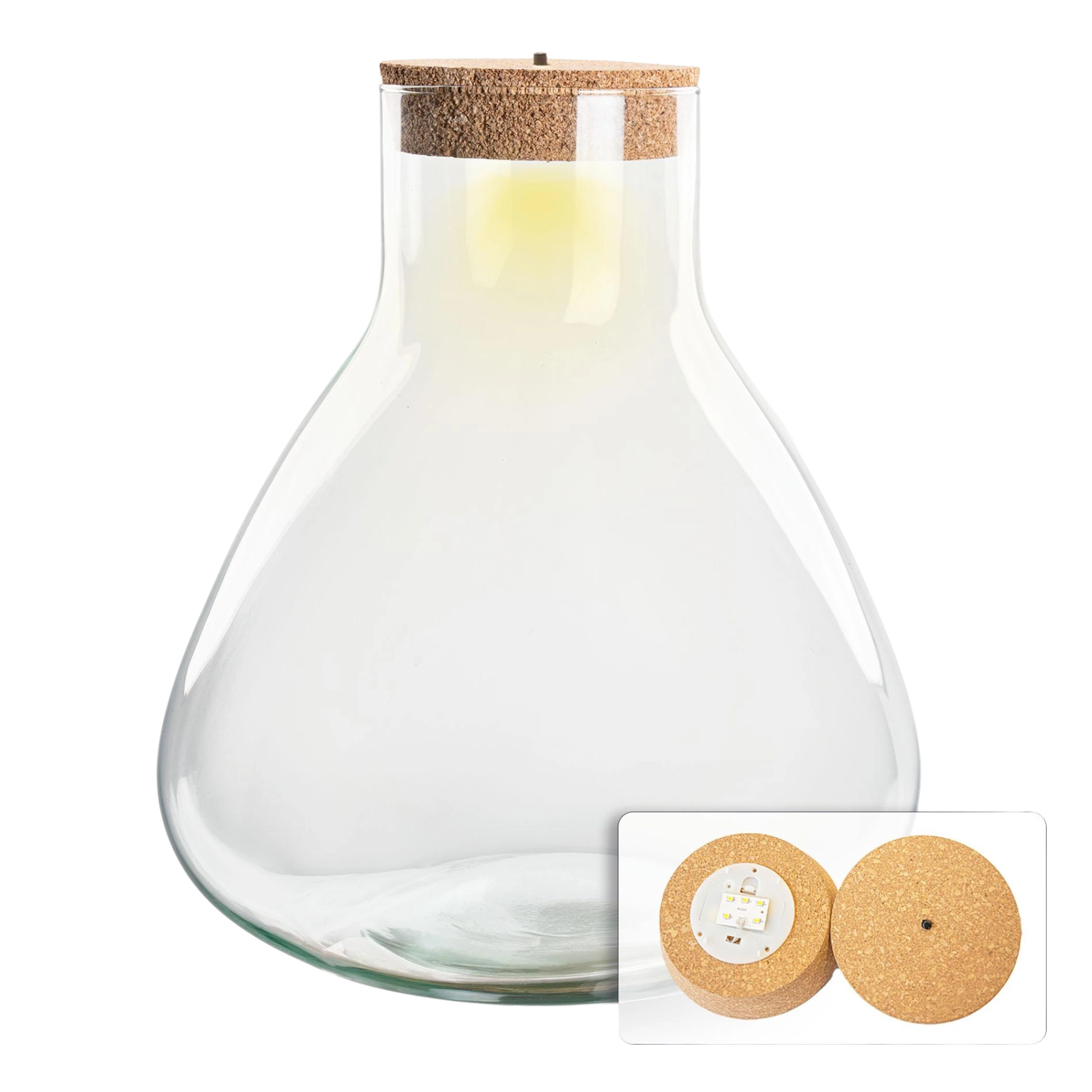 Terrarium fles - Erlenmeyer XL met verlichting in kurk Everspring