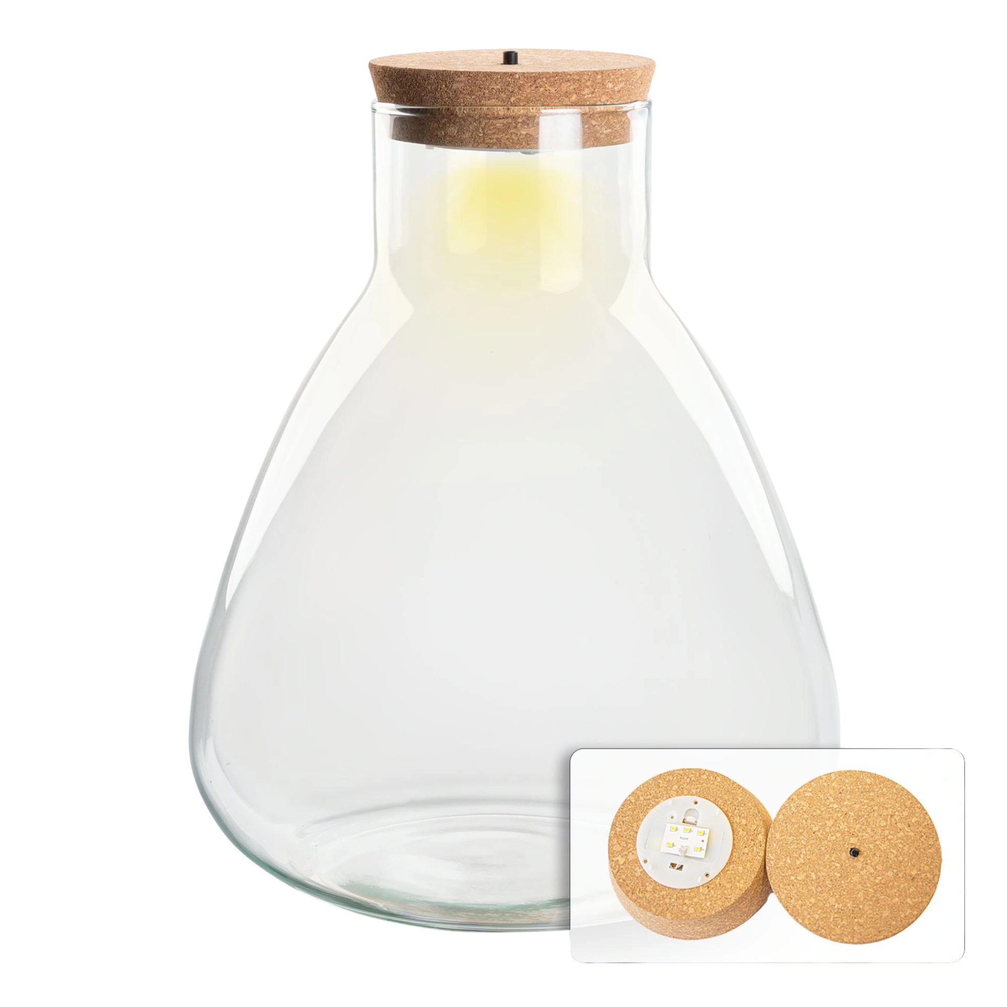Terrarium fles met kurk - Erlenmeyer met led kurk Everspring