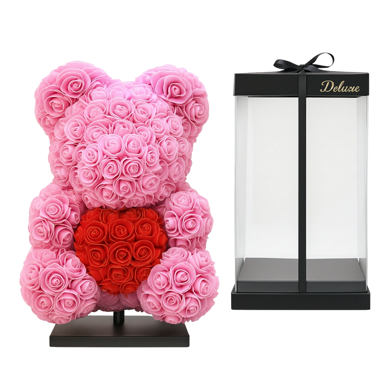 Beer DELUXE op Standaard – Donkerroze Foam met Rood Hart