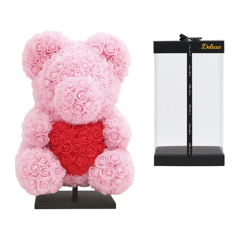 Beer DELUXE op Standaard – Lichtroze Foam met Rood Hart