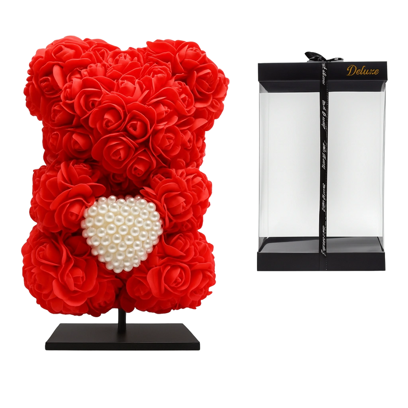 Beer DELUXE op Standaard – Rood Foam met Diamanten Hart