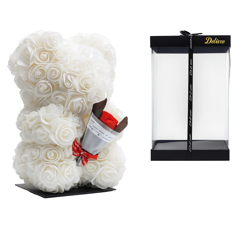 Beer DELUXE op Standaard – Wit Foam met Boeket