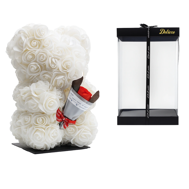 Beer DELUXE op Standaard – Wit Foam met Boeket