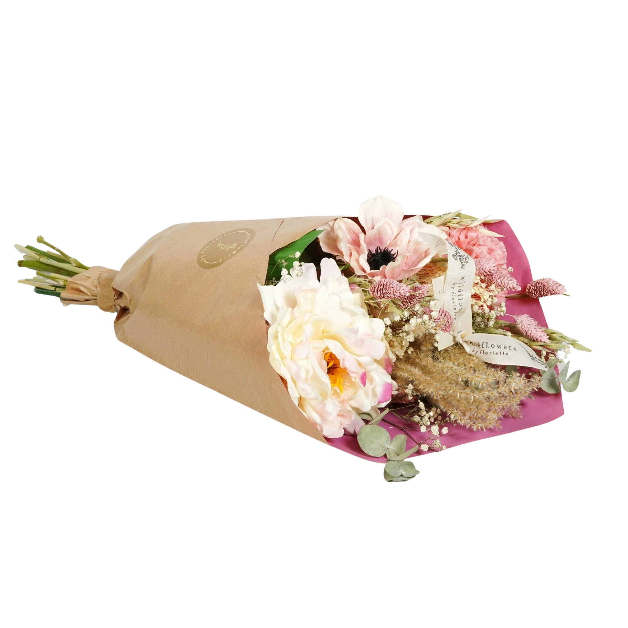 Dried & Silk – Peony Love (4 boeketten, 55 cm)