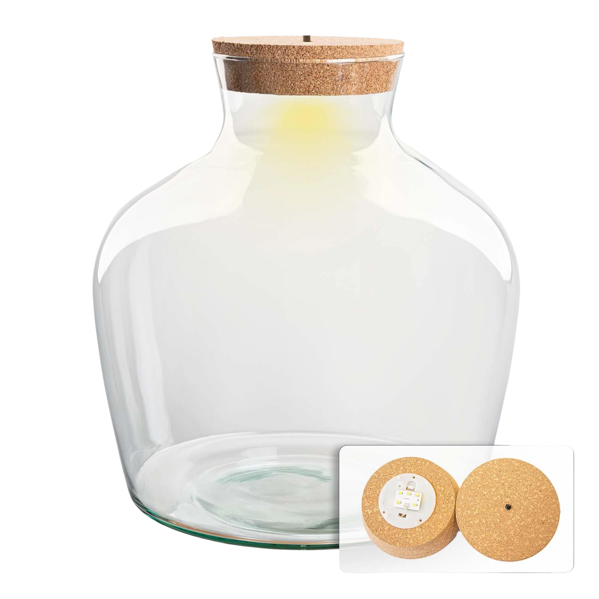 Terrarium fles met kurk - Fat Joe met led kurk