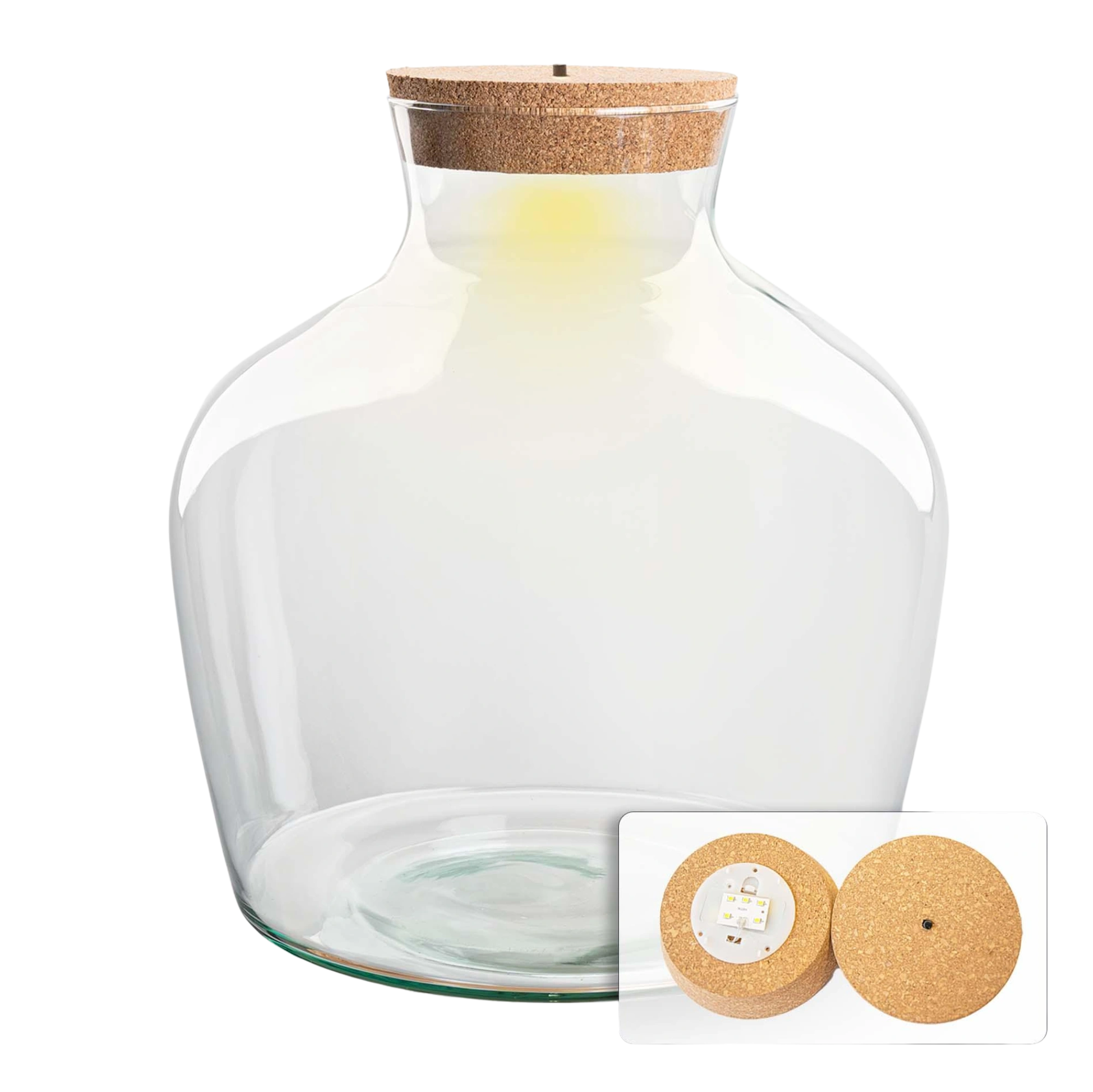 Terrarium fles met kurk - Fat Joe met led kurk