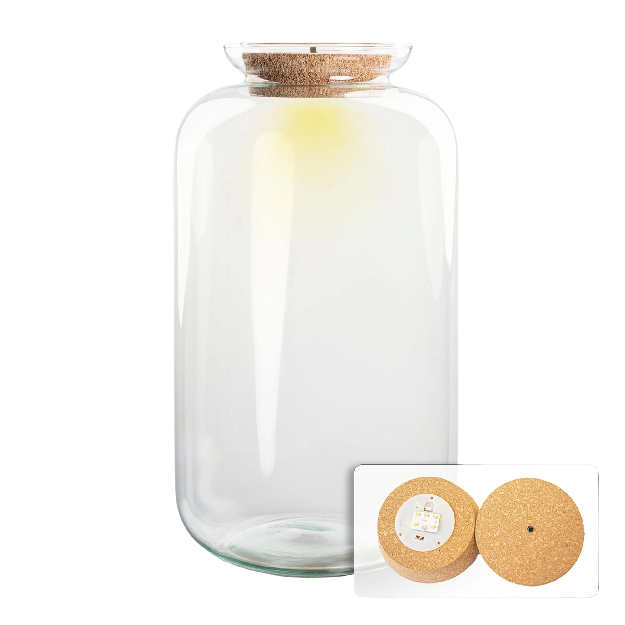 Terrarium fles met verlichting in kurk - Sven XL