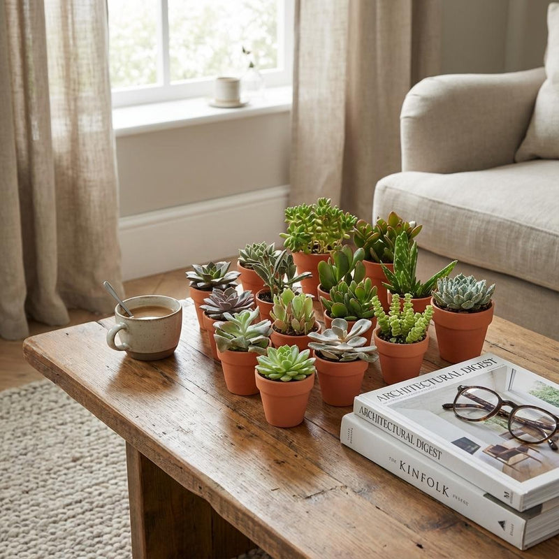 Mini Succulenten Mix – 12 Stuks in Terracotta Potten