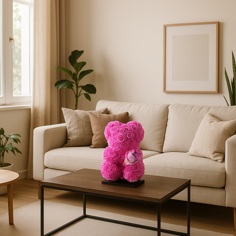 Beer DELUXE op Standaard – Fuchsia Foam met Boeket